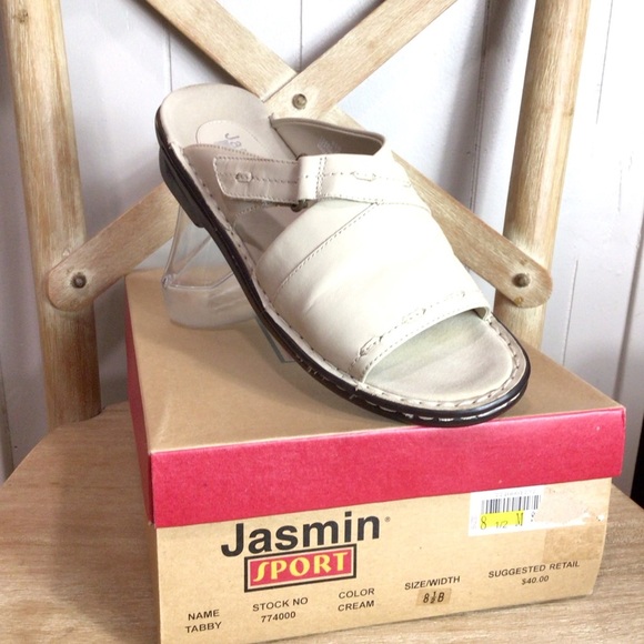 Jasmin Sport Womens Cream Tabby Slip-on Sandal Size 8.5 - Picture 1 of 7